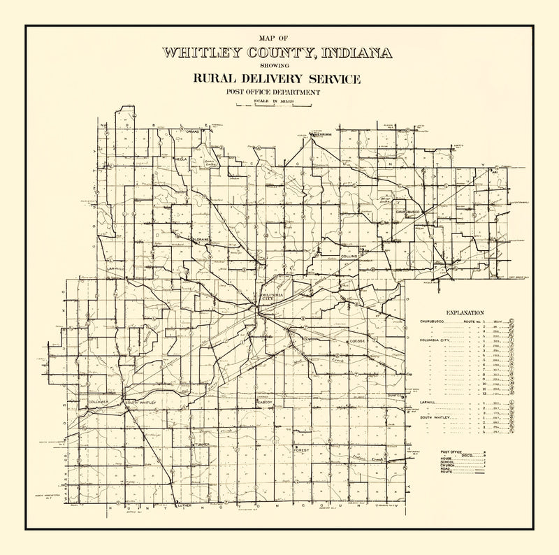 Size comparison using Vintage Map of Whitley County, Indiana 1910