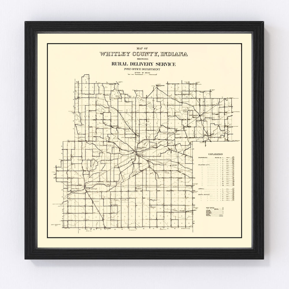 Whitley County Vintage Map 1910
