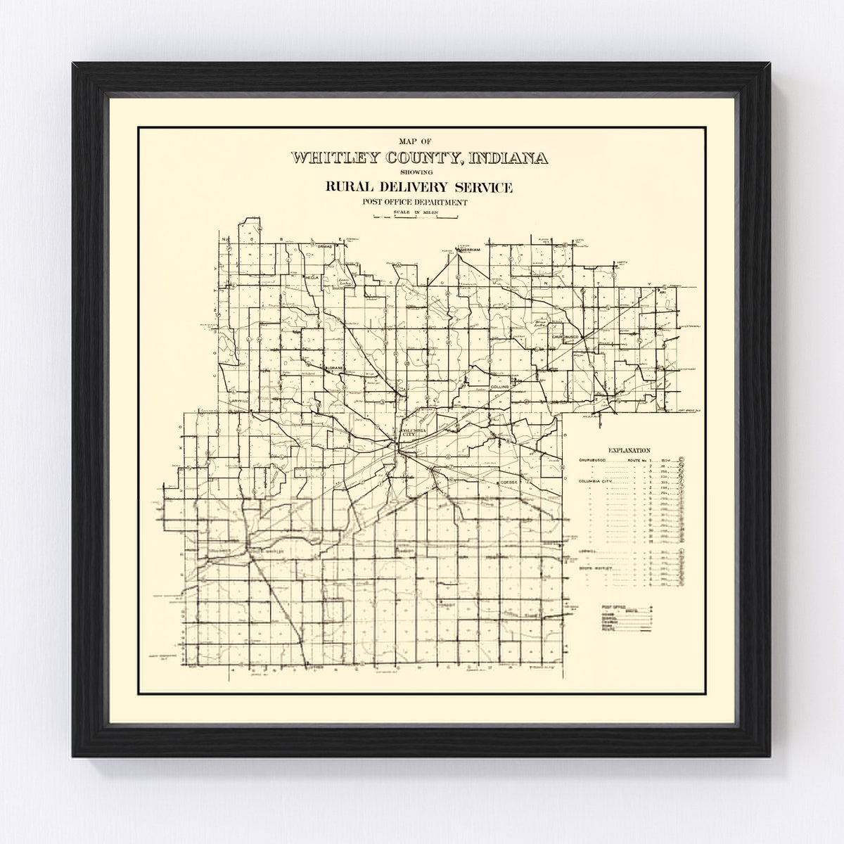 Whitley County Vintage Map 1910