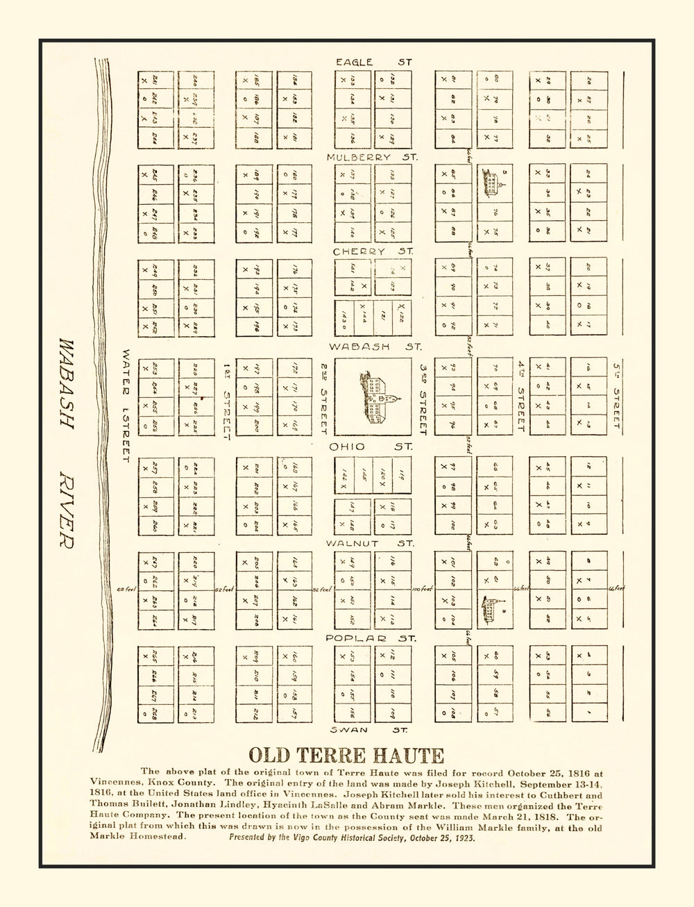 Vintage Map of Terre Haute, Indiana 1923 print style example