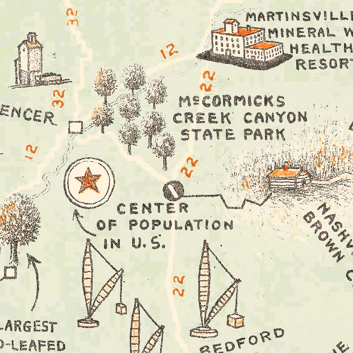 Restored historic details from the 1923 state map of County, Indiana