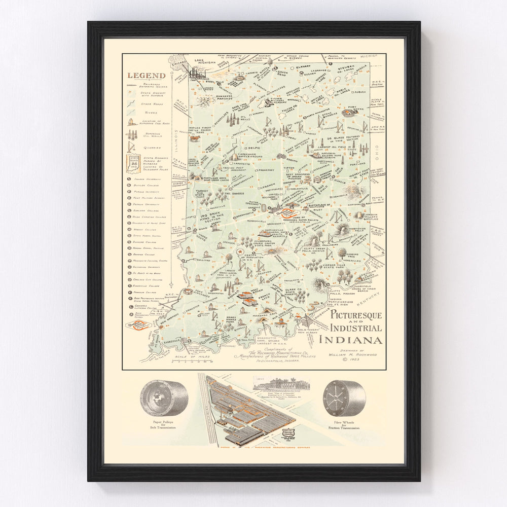 Indiana Vintage Map 1923