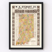Indiana Vintage Map 1918