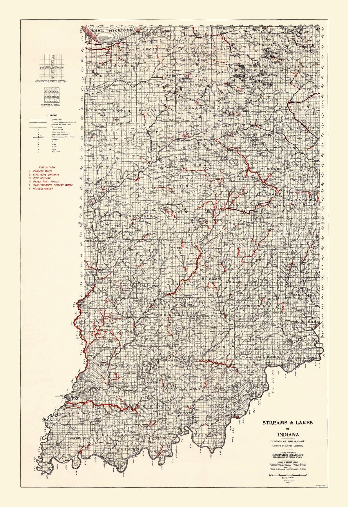 Preview of Vintage Map of Indiana 1933