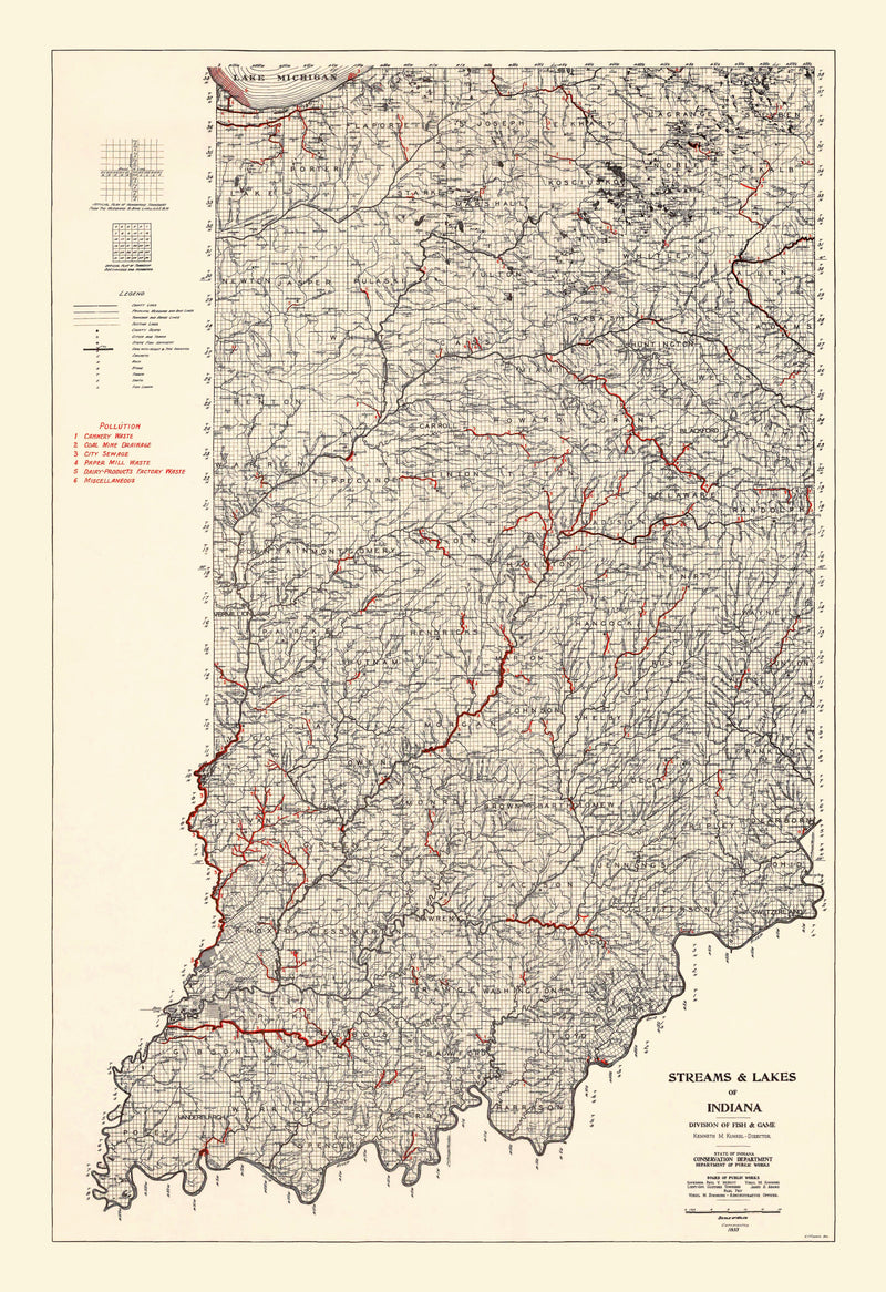Size comparison using Vintage Map of Indiana 1933