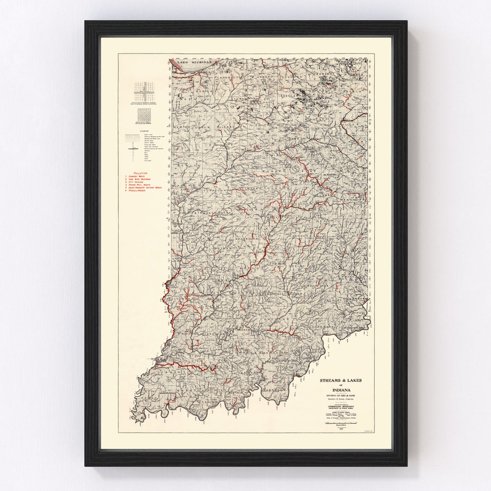 Indiana Vintage Map 1933