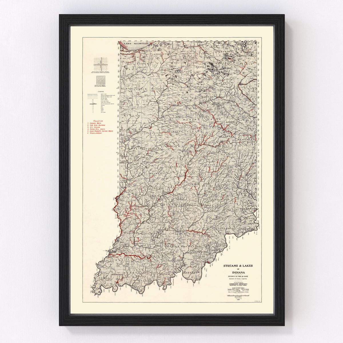 Indiana Vintage Map 1933