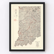 Indiana Vintage Map 1933