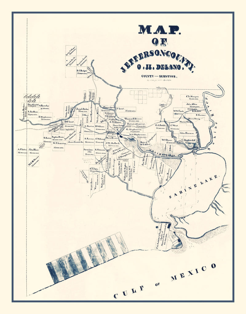 Size comparison using Vintage Map of Jefferson County, Texas 1840