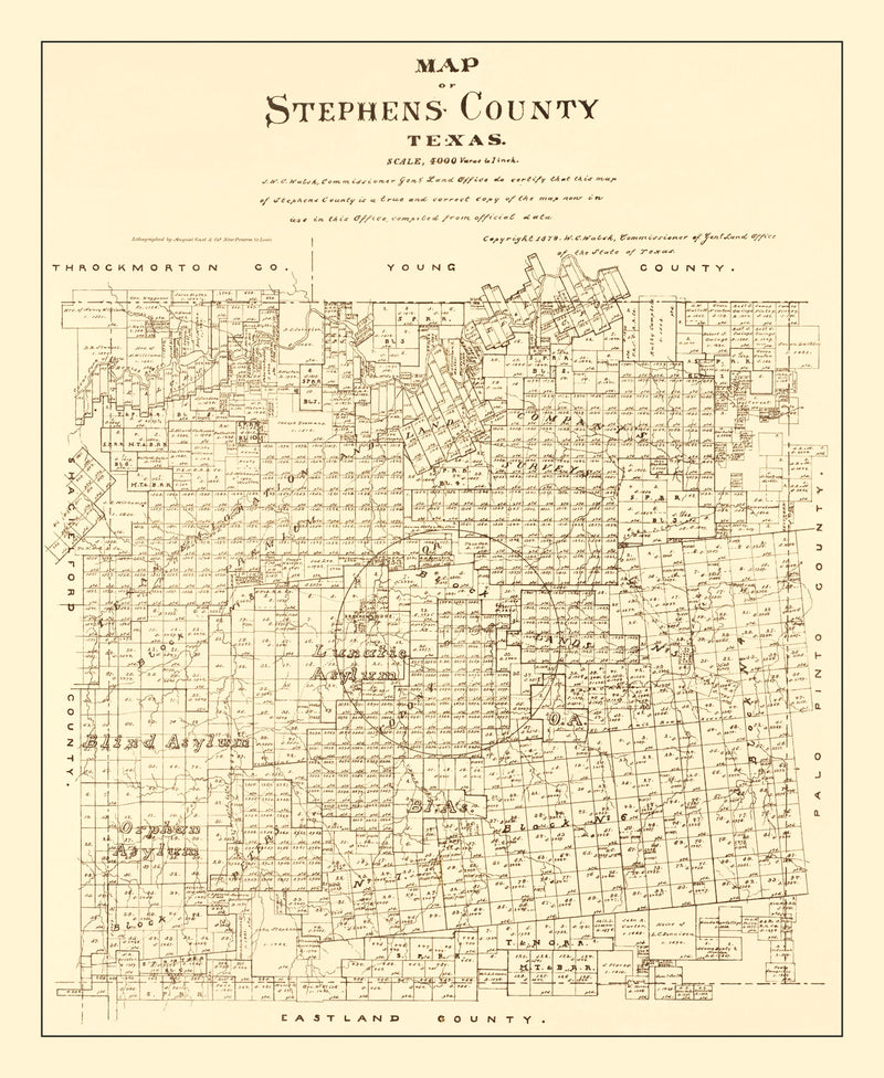 Size comparison using Vintage Map of Stephens County, Texas 1879