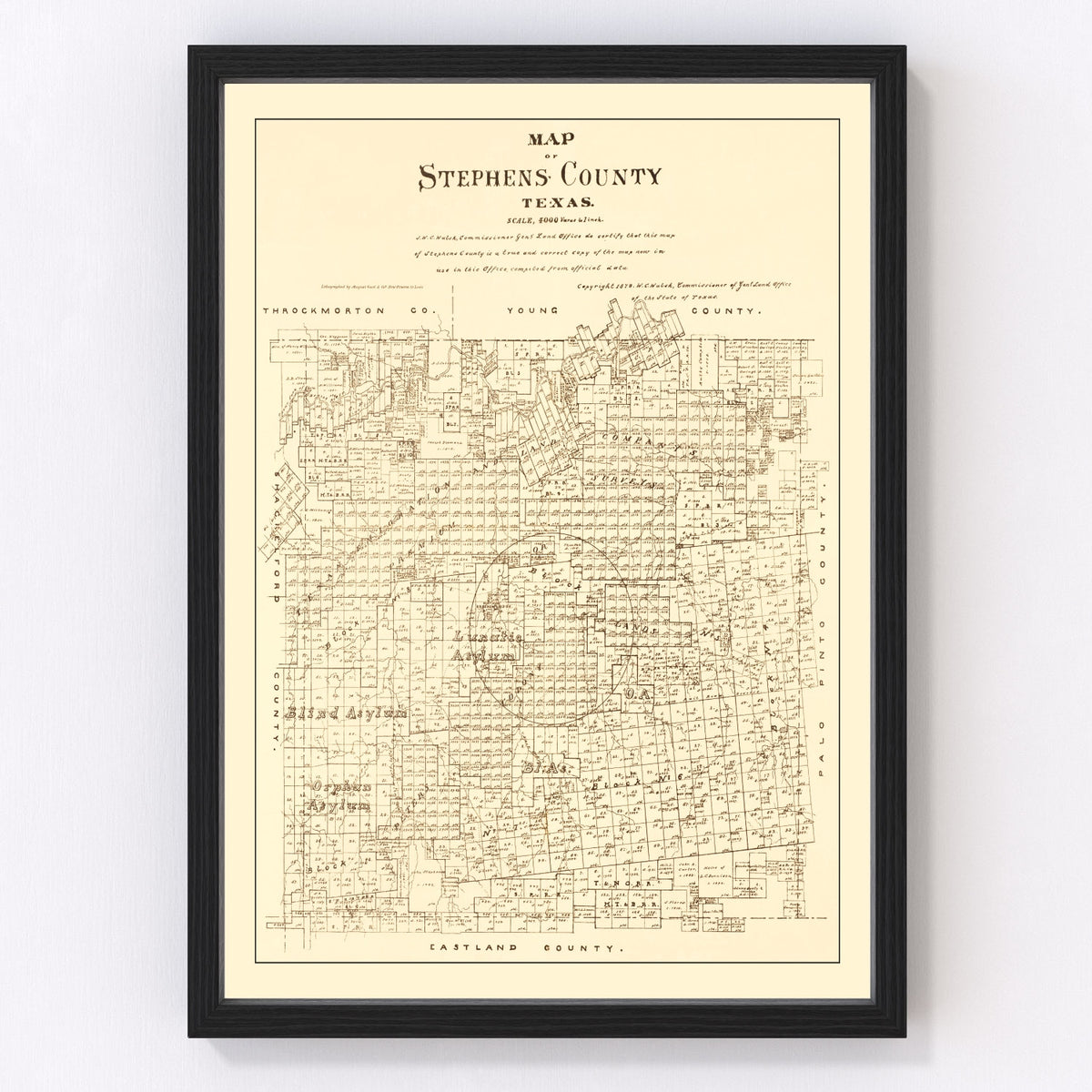 Stephens County Vintage Map 1879