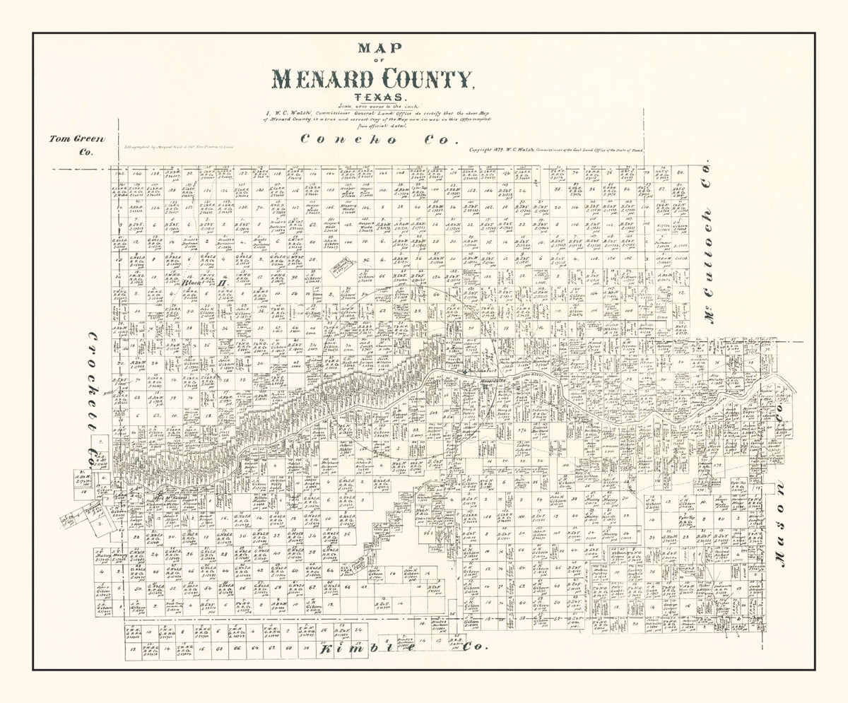 Preview of Vintage Map of Menard County, Texas 1879
