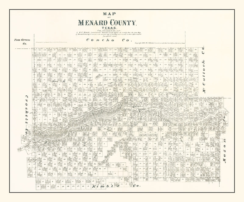 Size comparison using Vintage Map of Menard County, Texas 1879