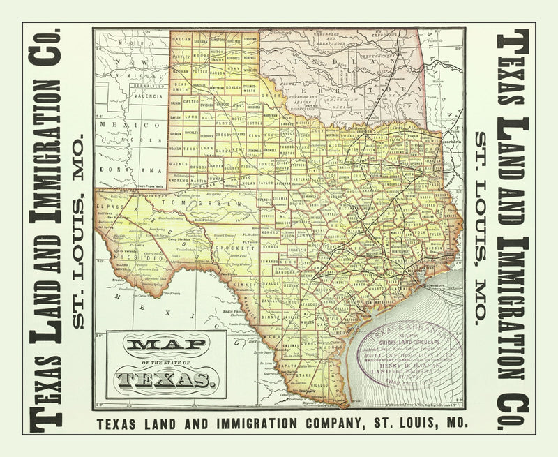 Size comparison using Vintage Map of Texas 1876