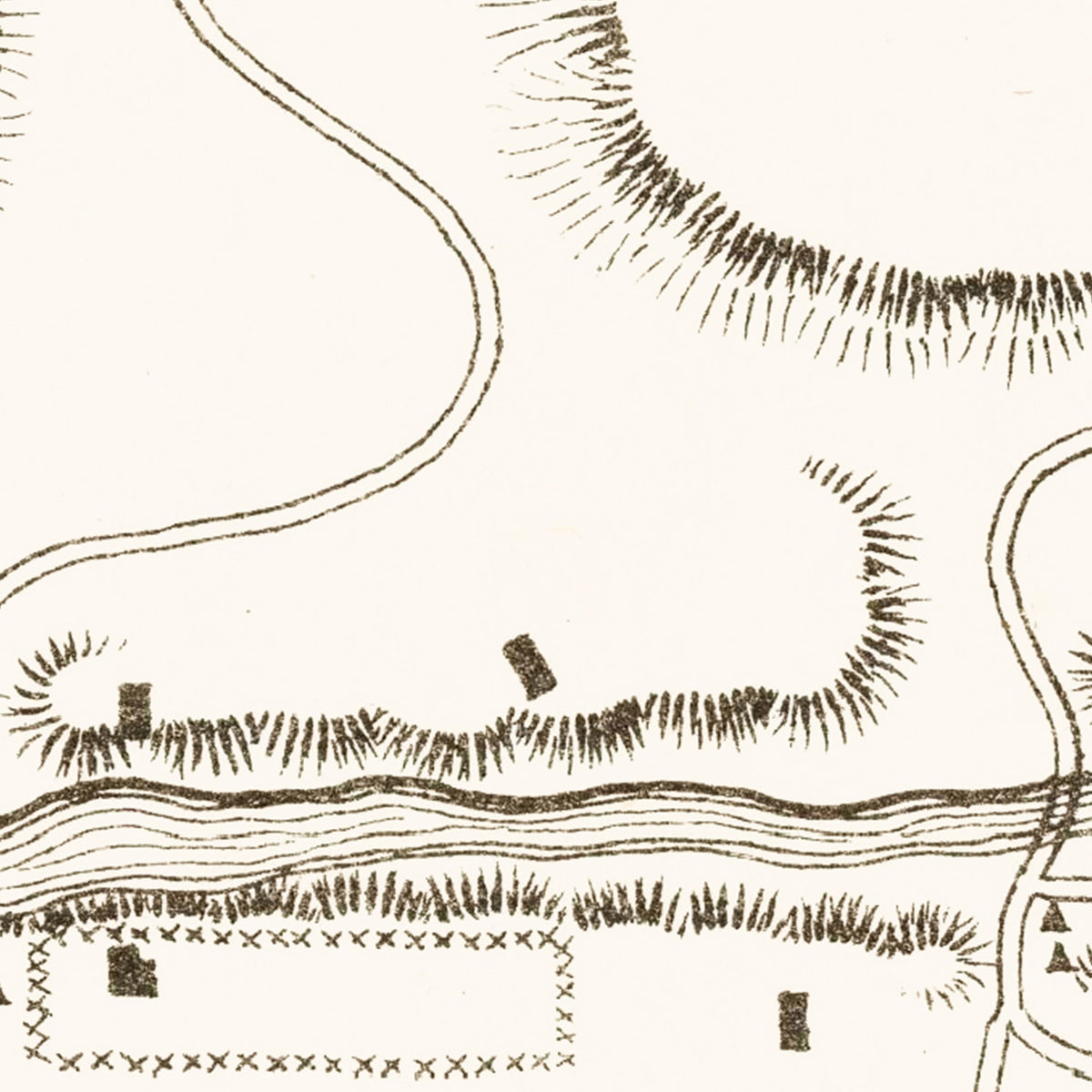Restored historic details from the 1870 city map of Fort Richardson, Texas