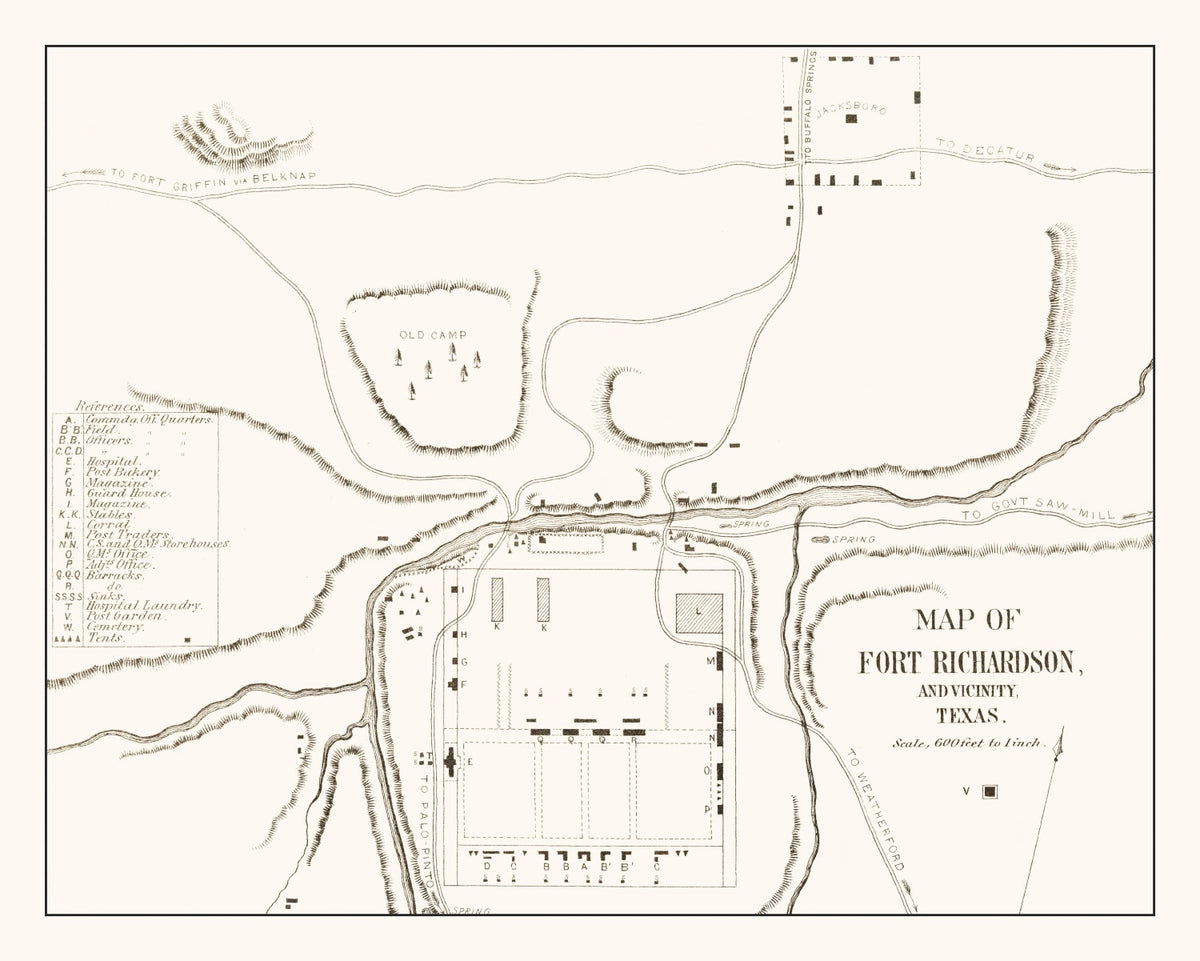 Preview of Vintage Map of Fort Richardson, Texas 1870