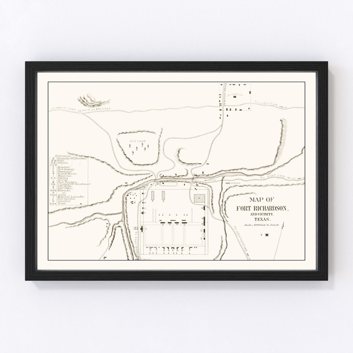 Fort Richardson Vintage Map 1870