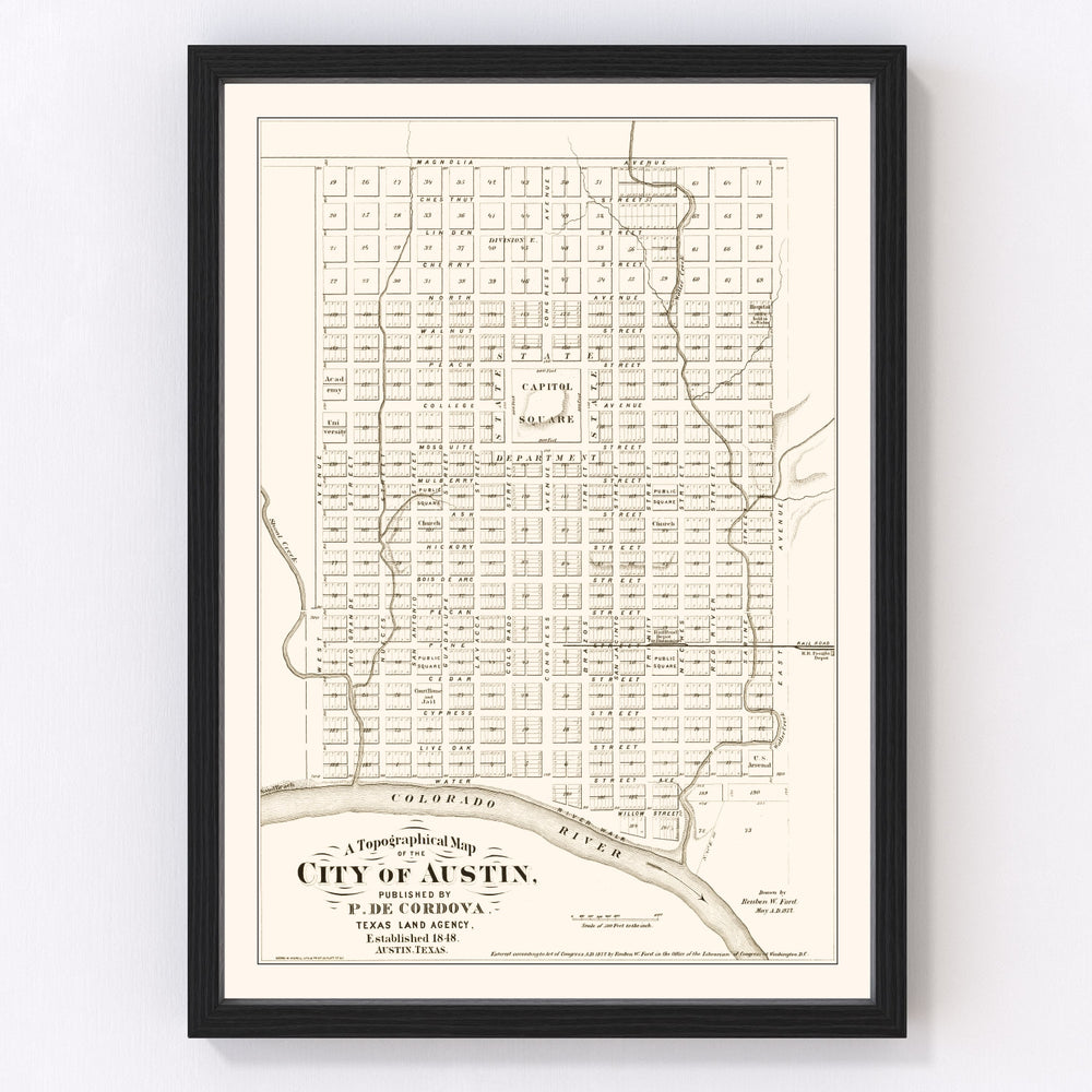 Austin Vintage Map 1872