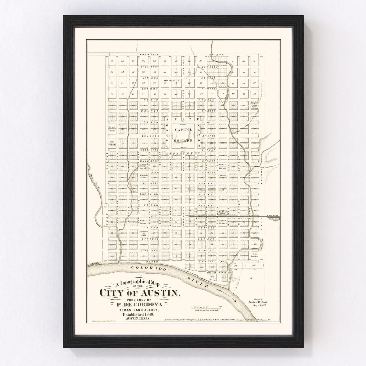 Austin Vintage Map 1872