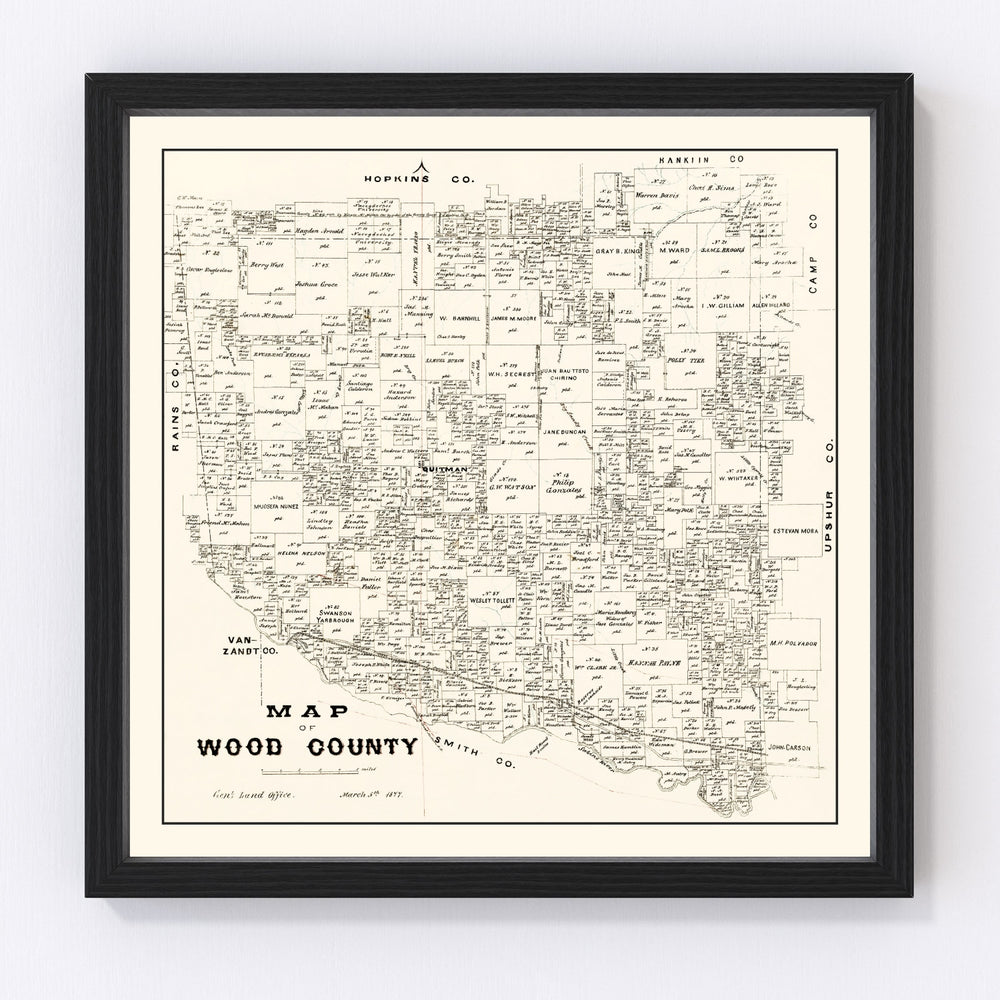 Wood County Vintage Map 1877