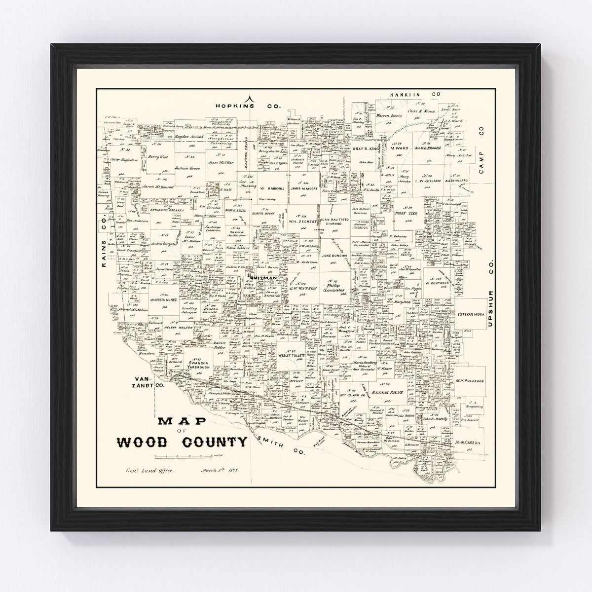 Wood County Vintage Map 1877