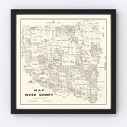 Wood County Vintage Map 1877