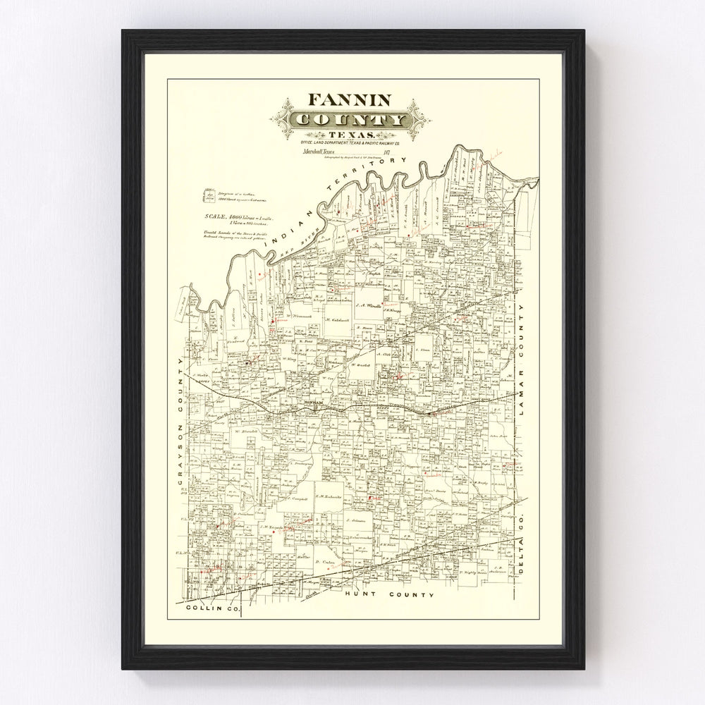 Fannin County Vintage Map 1870