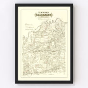 Fannin County Vintage Map 1870