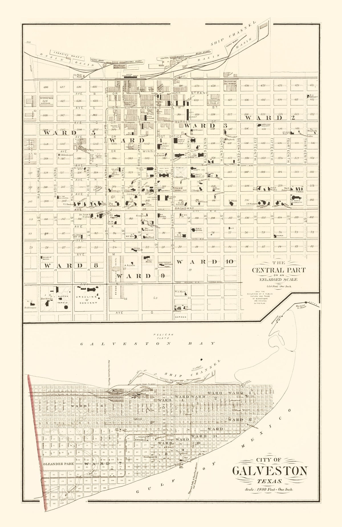 Preview of Vintage Map of Galveston, Texas 1889