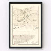 Galveston Vintage Map 1889
