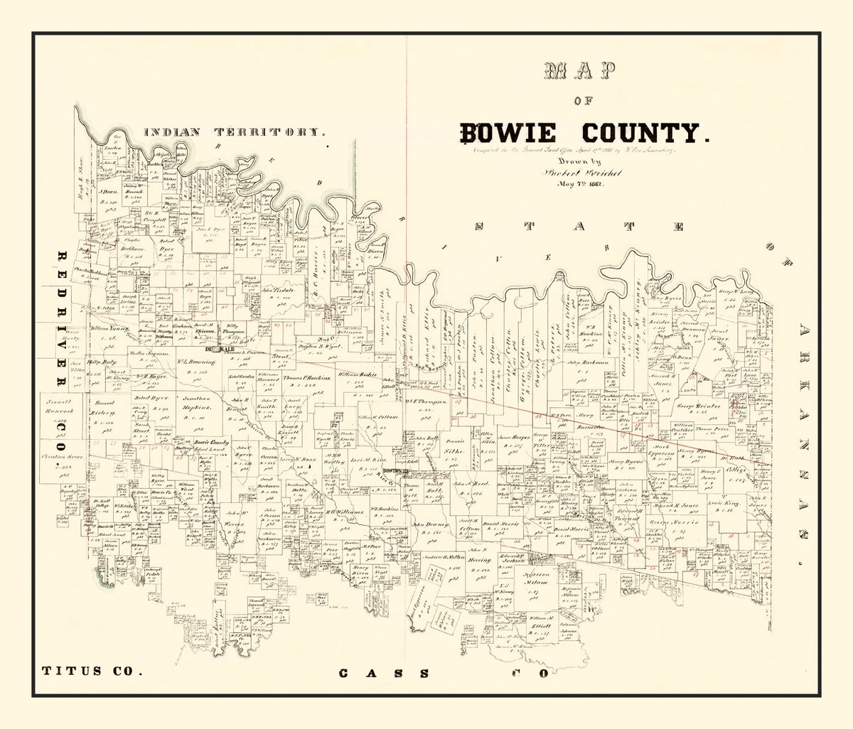 Preview of Vintage Map of Bowie County, Texas 1860