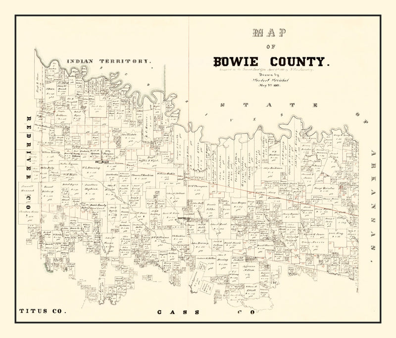 Size comparison using Vintage Map of Bowie County, Texas 1860