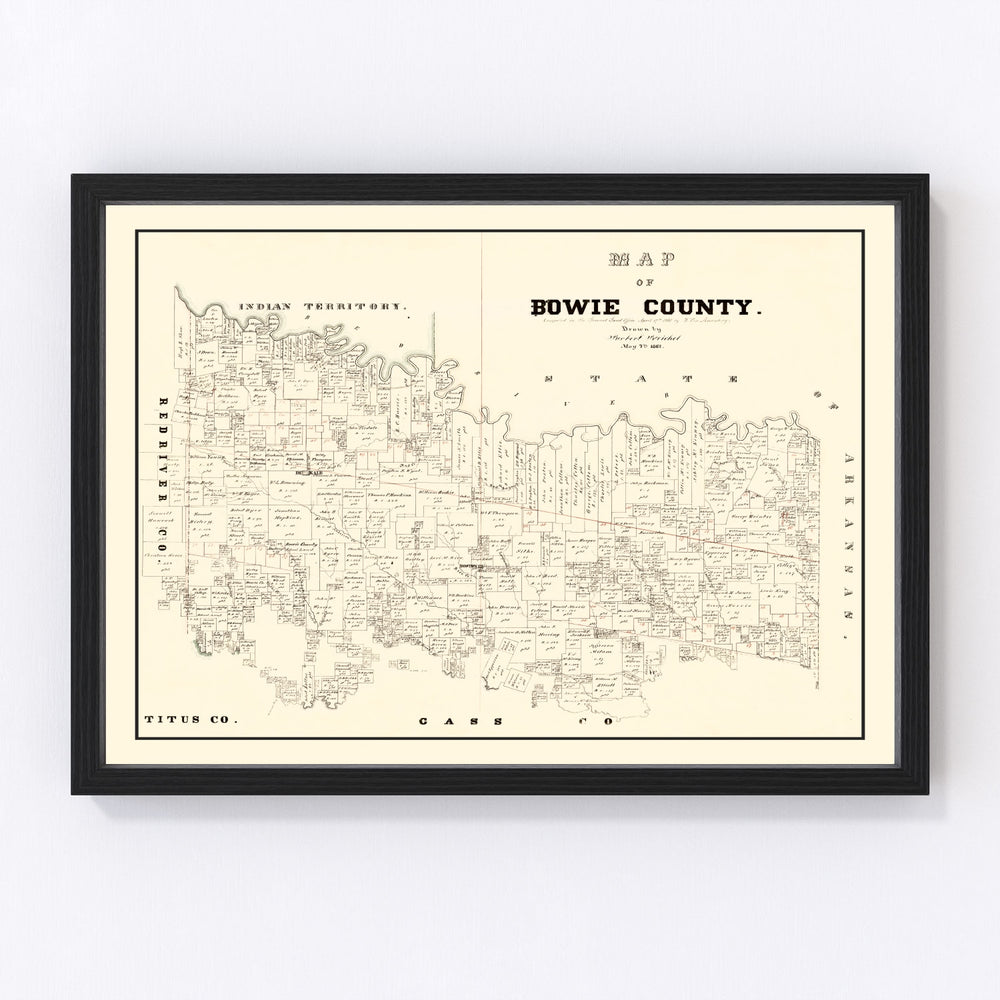 Bowie County Vintage Map 1860