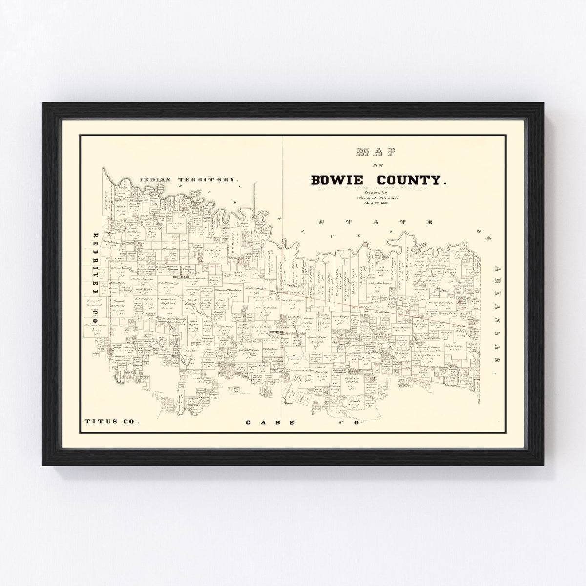 Bowie County Vintage Map 1860