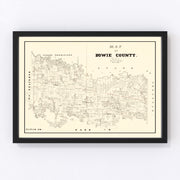 Bowie County Vintage Map 1860
