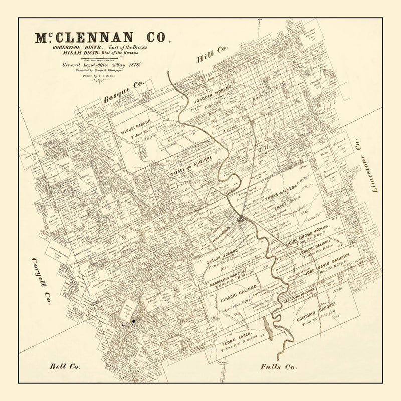 Size comparison using Vintage Map of McLennan County, Texas 1878