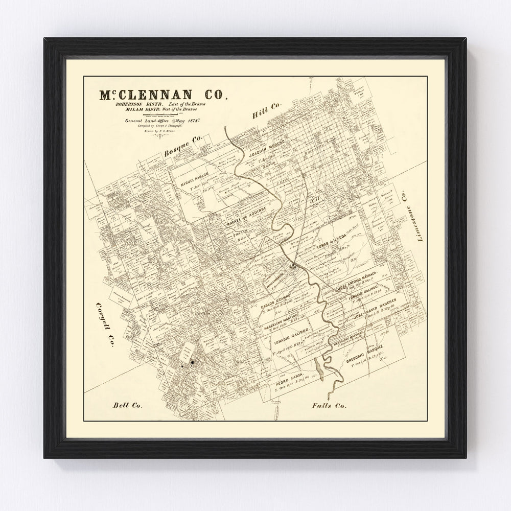 McLennan County Vintage Map 1878