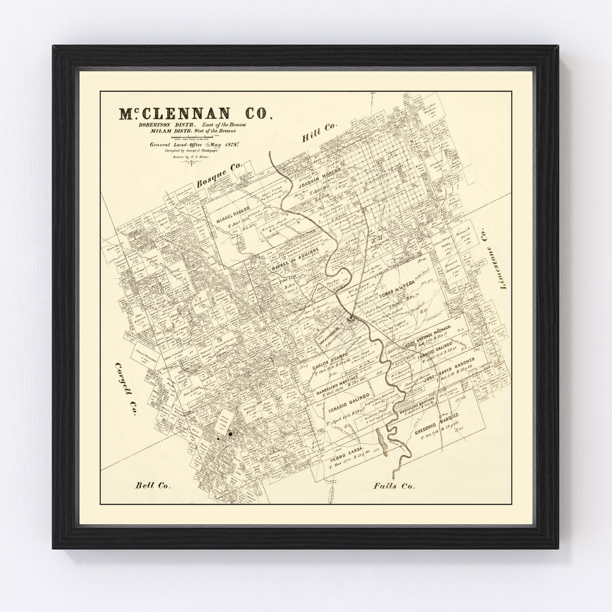 McLennan County Vintage Map 1878