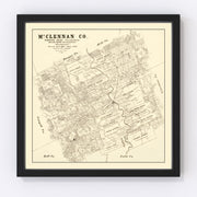 McLennan County Vintage Map 1878