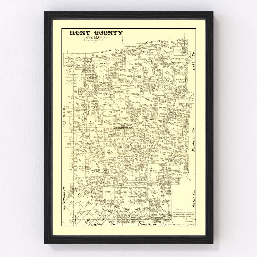 Hunt County Vintage Map 1879