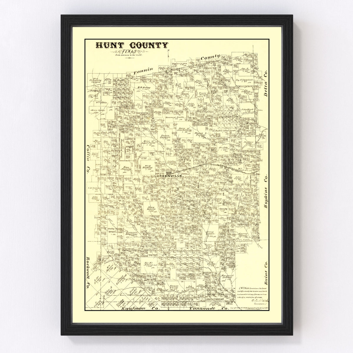 Hunt County Vintage Map 1879