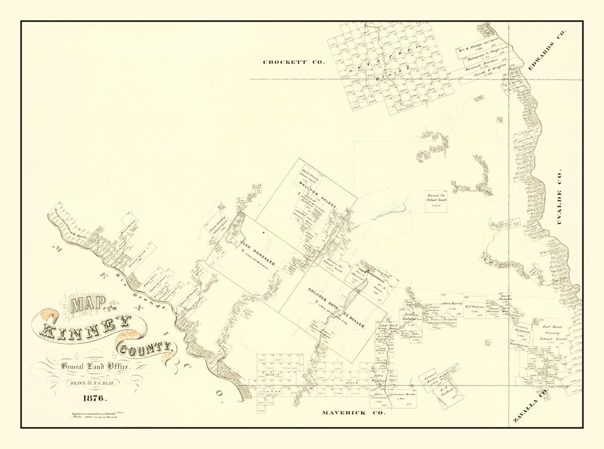 Preview of Vintage Map of Kinney County, Texas 1876