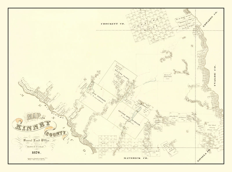 Size comparison using Vintage Map of Kinney County, Texas 1876