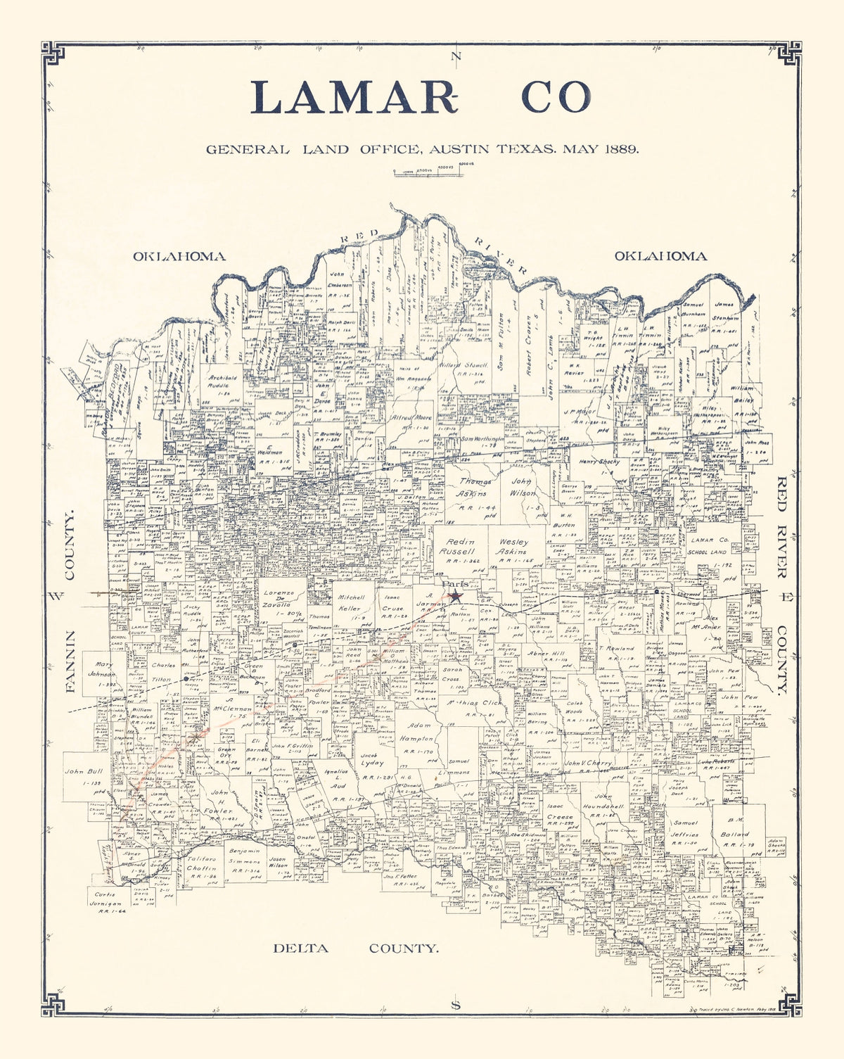 Preview of Vintage Map of Lamar County, Texas 1889