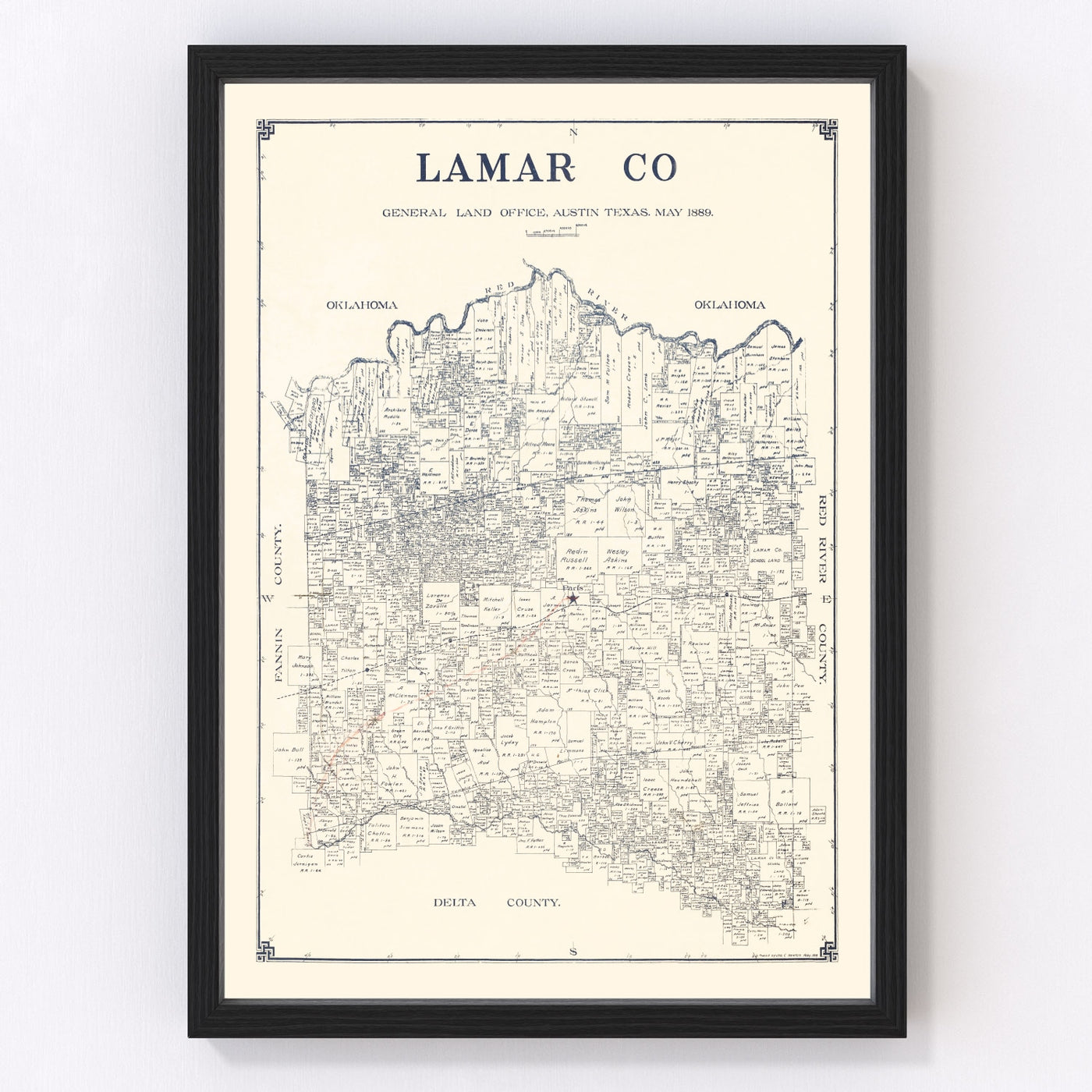 Lamar County Vintage Map 1889