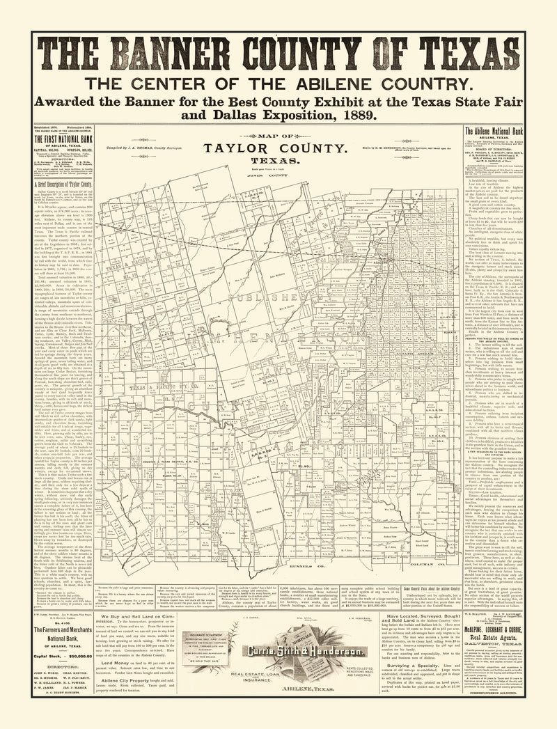 Size comparison using Vintage Map of Taylor County, Texas 1889