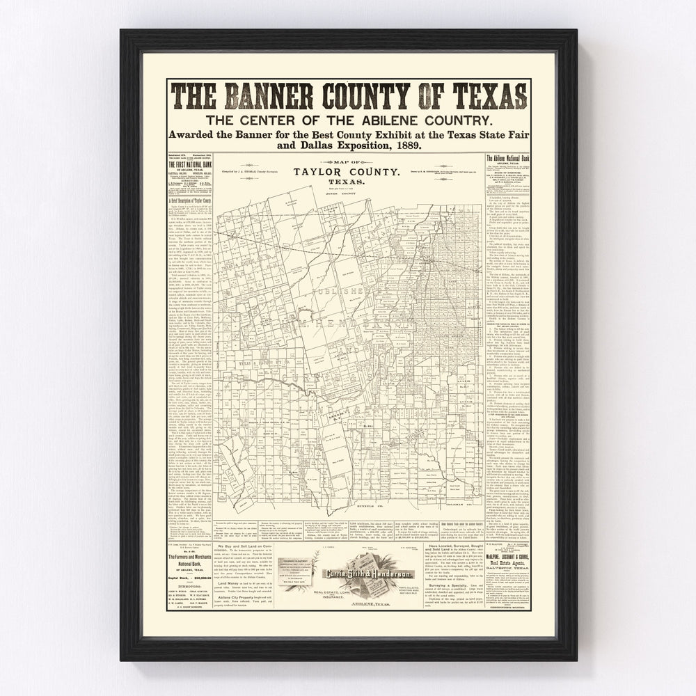 Taylor County Vintage Map 1889