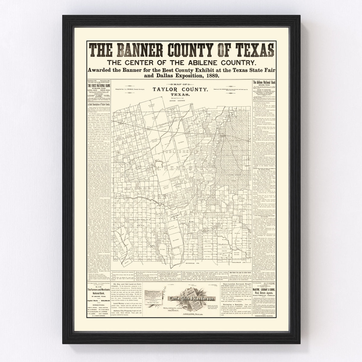 Taylor County Vintage Map 1889