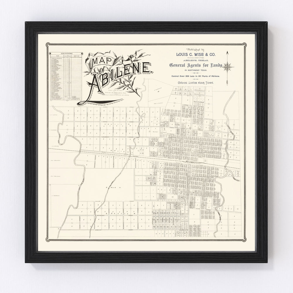 Abilene Vintage Map 1885