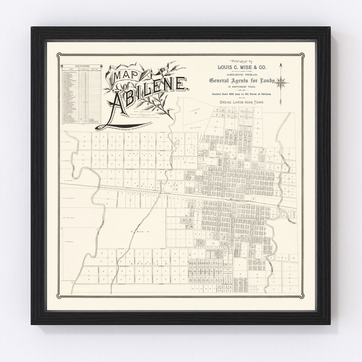 Abilene Vintage Map 1885